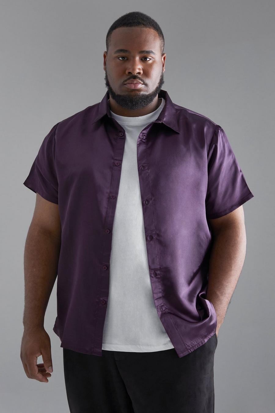 Purple Plus Short Sleeve Satin Shirt image number 1