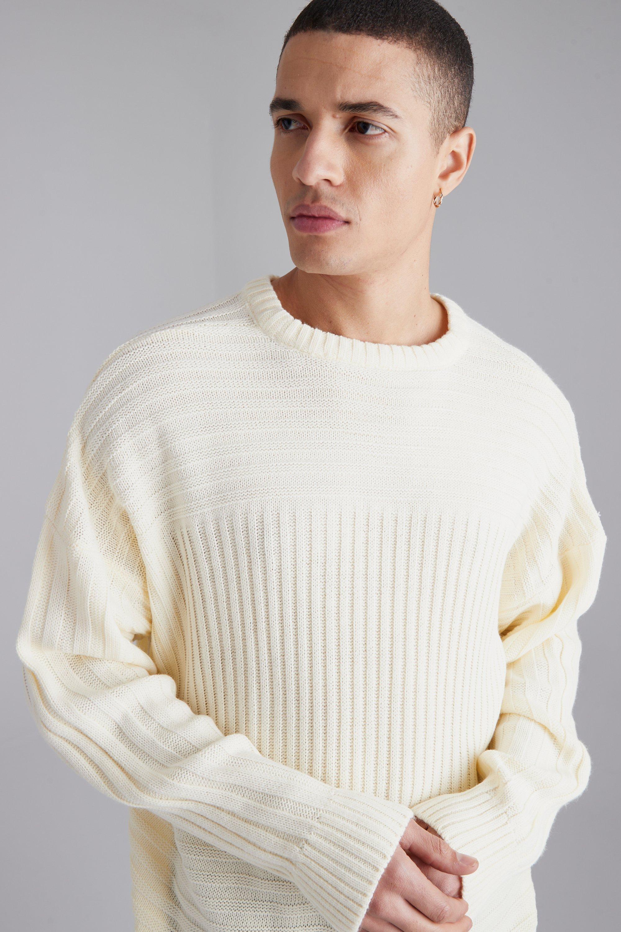 Mixed Stitch 3 Panel Knitted Oversized Jumper | boohoo