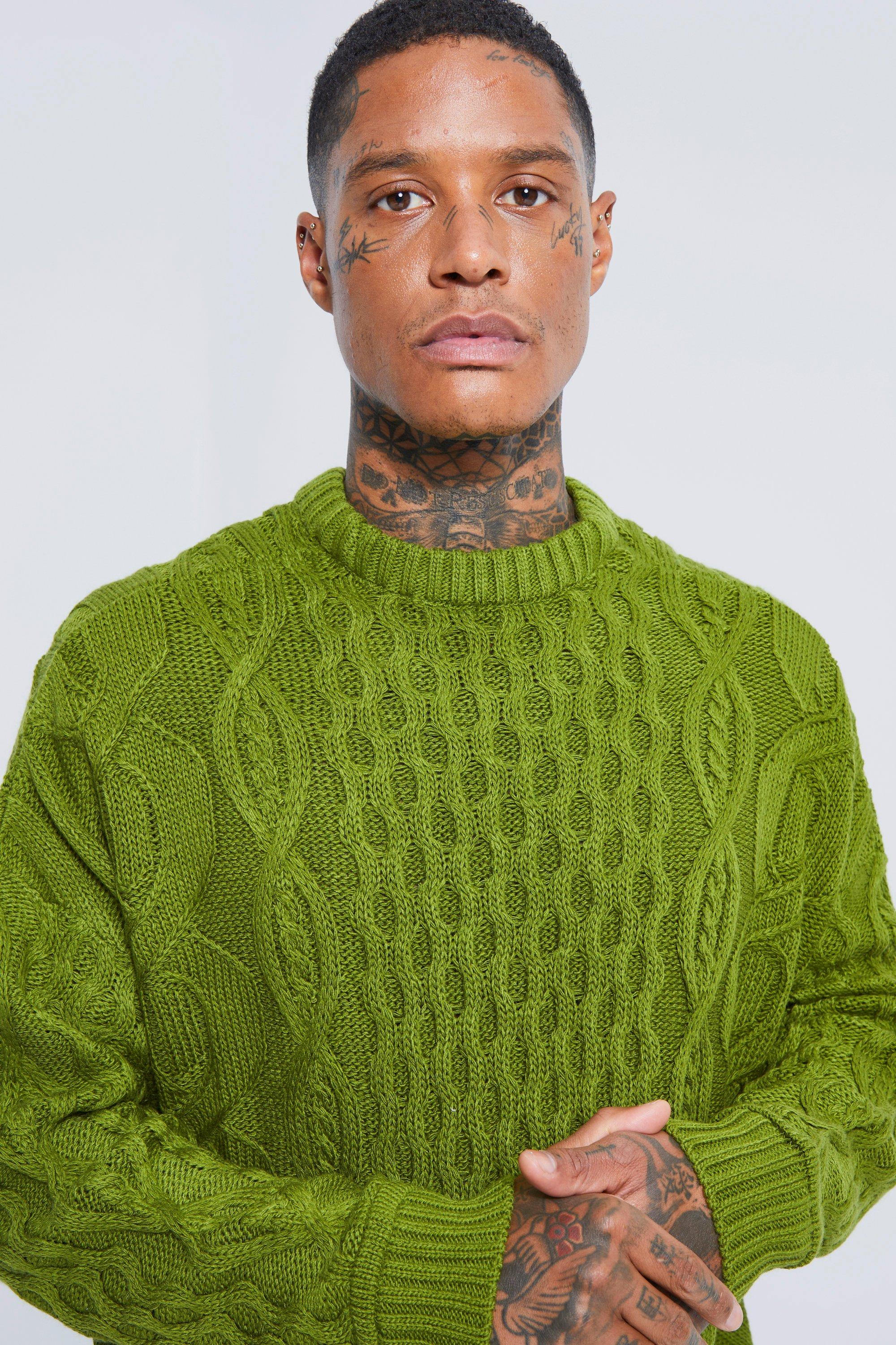 Green knitted jumper clearance mens