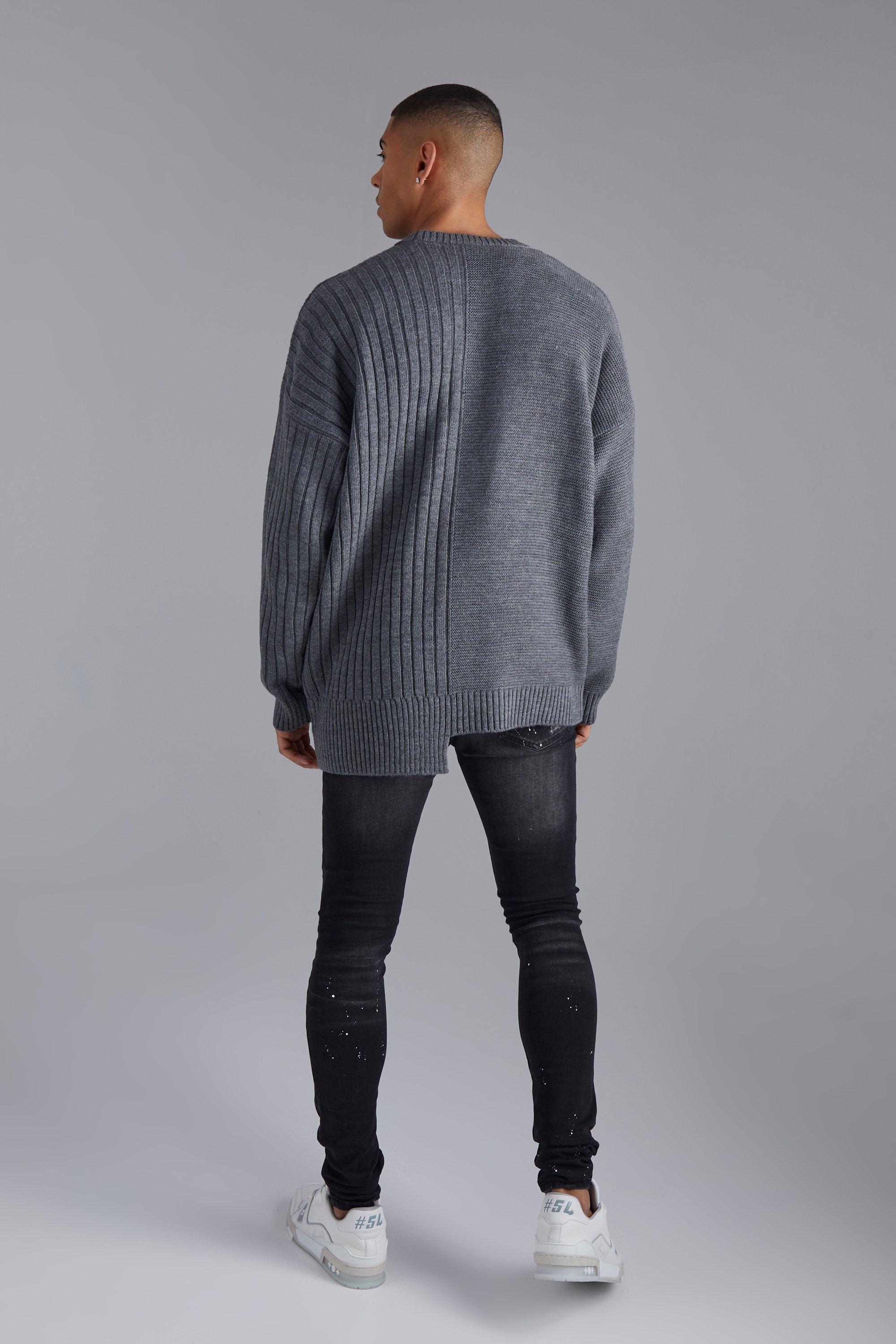 Spliced Mixed Rib Knitted Jumper | boohoo USA