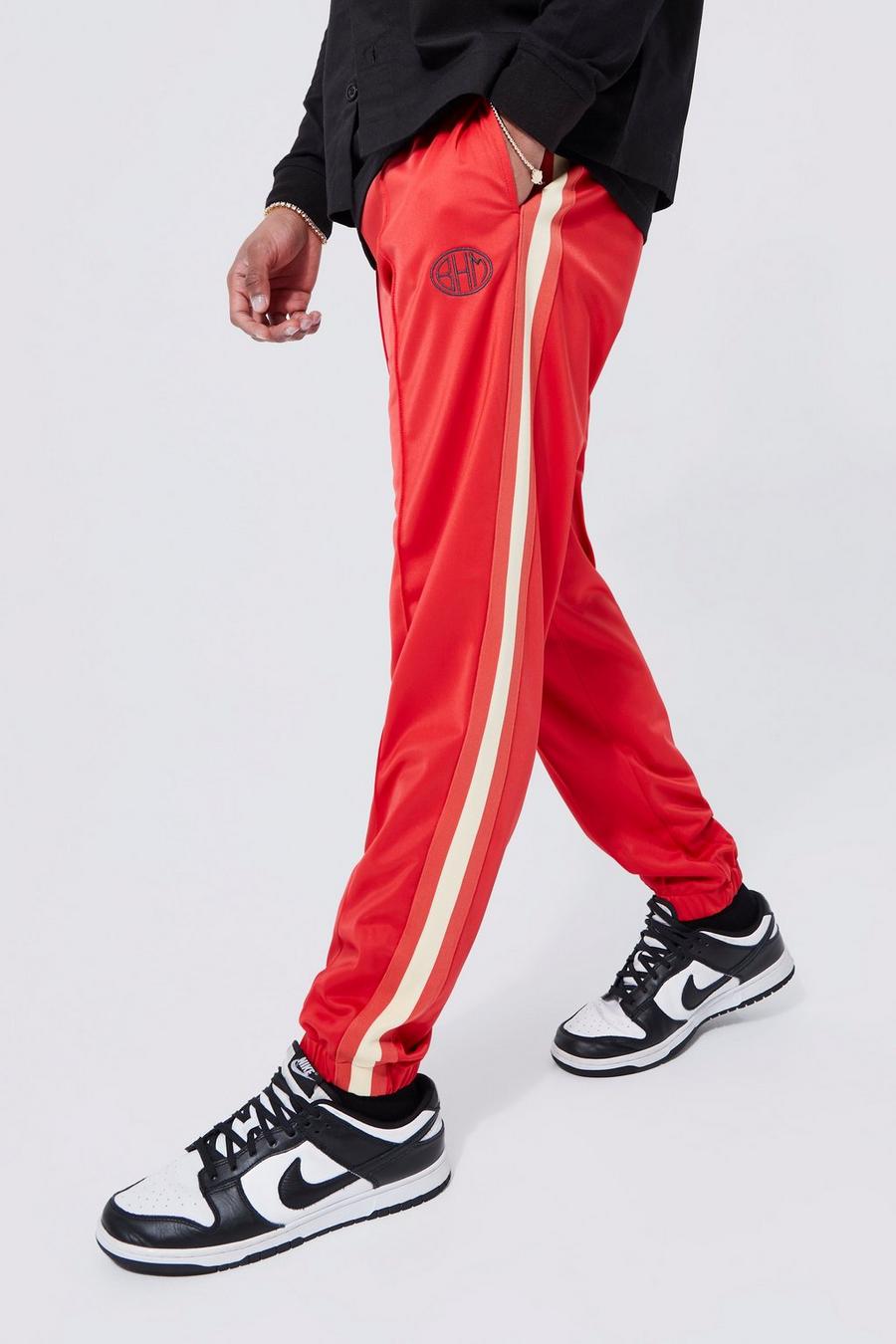 Pantalón deportivo ajustado de tejido por urdimbre con cinta, Red image number 1