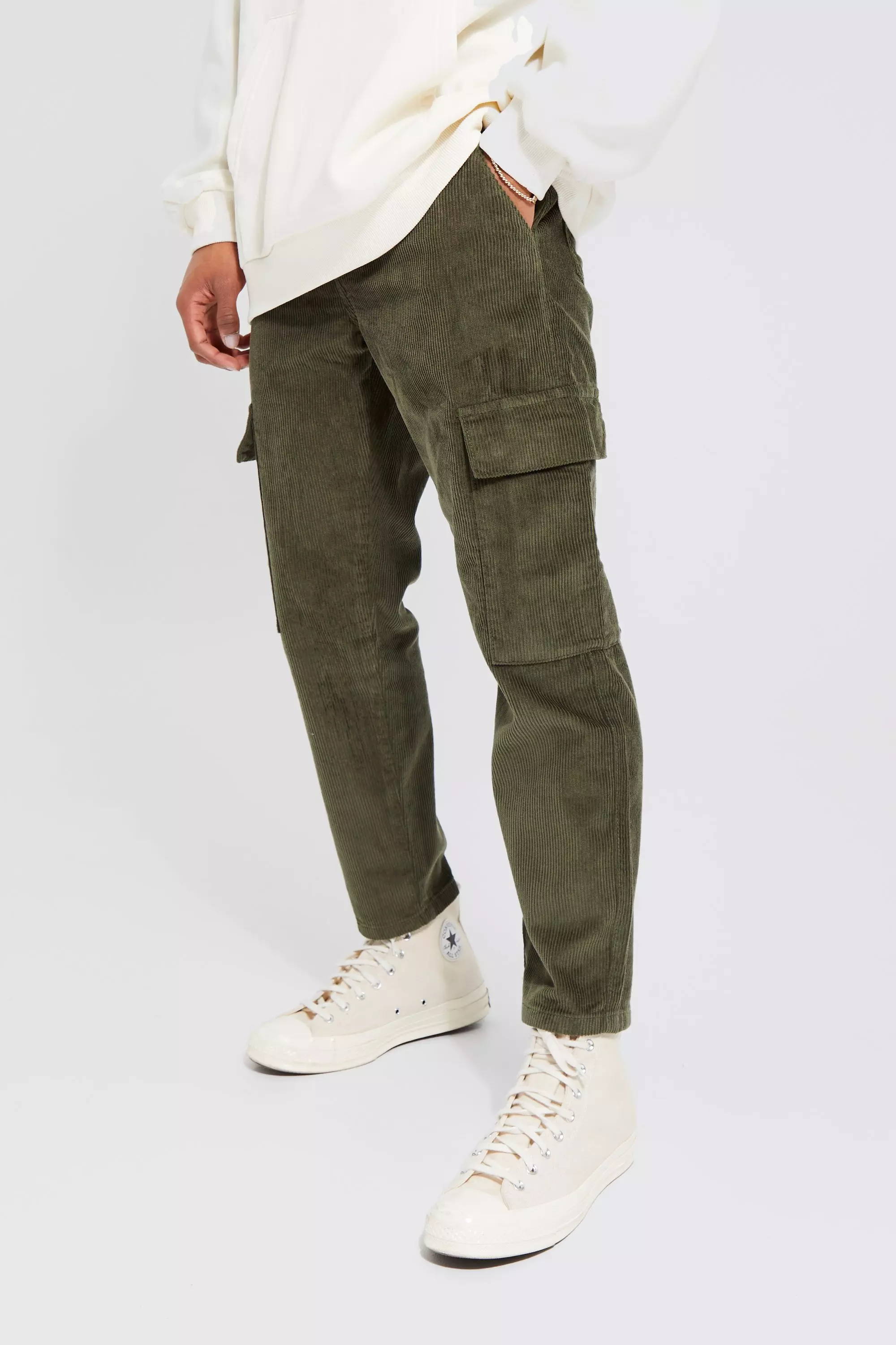 Khaki Tapered Cord Cargo Trouser alternative image