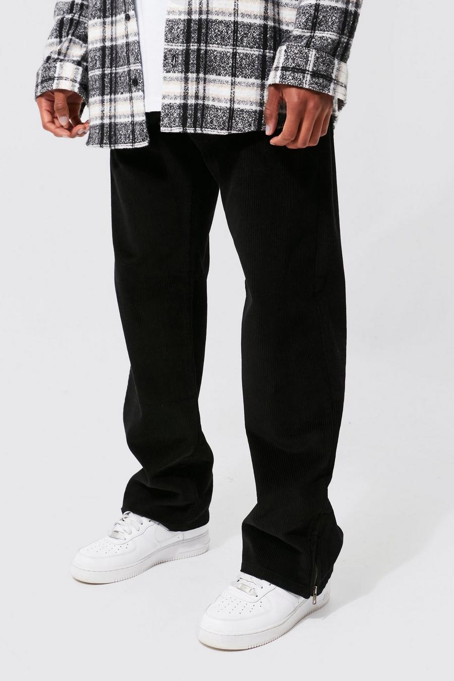 Black Relaxed Cord Trouser With Zip Cuff image number 1