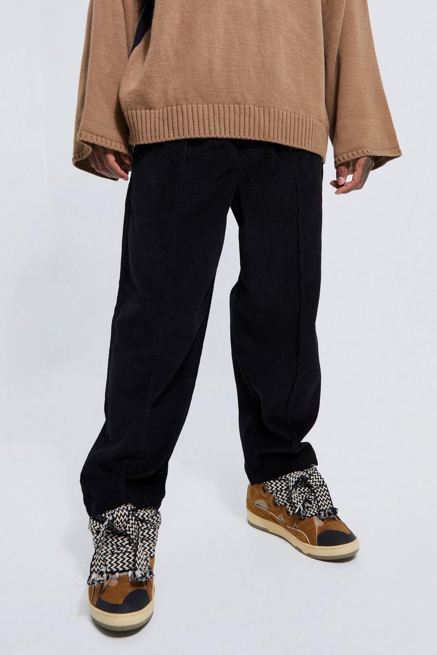 Black noir Cord Skate Trouser With Pintucks