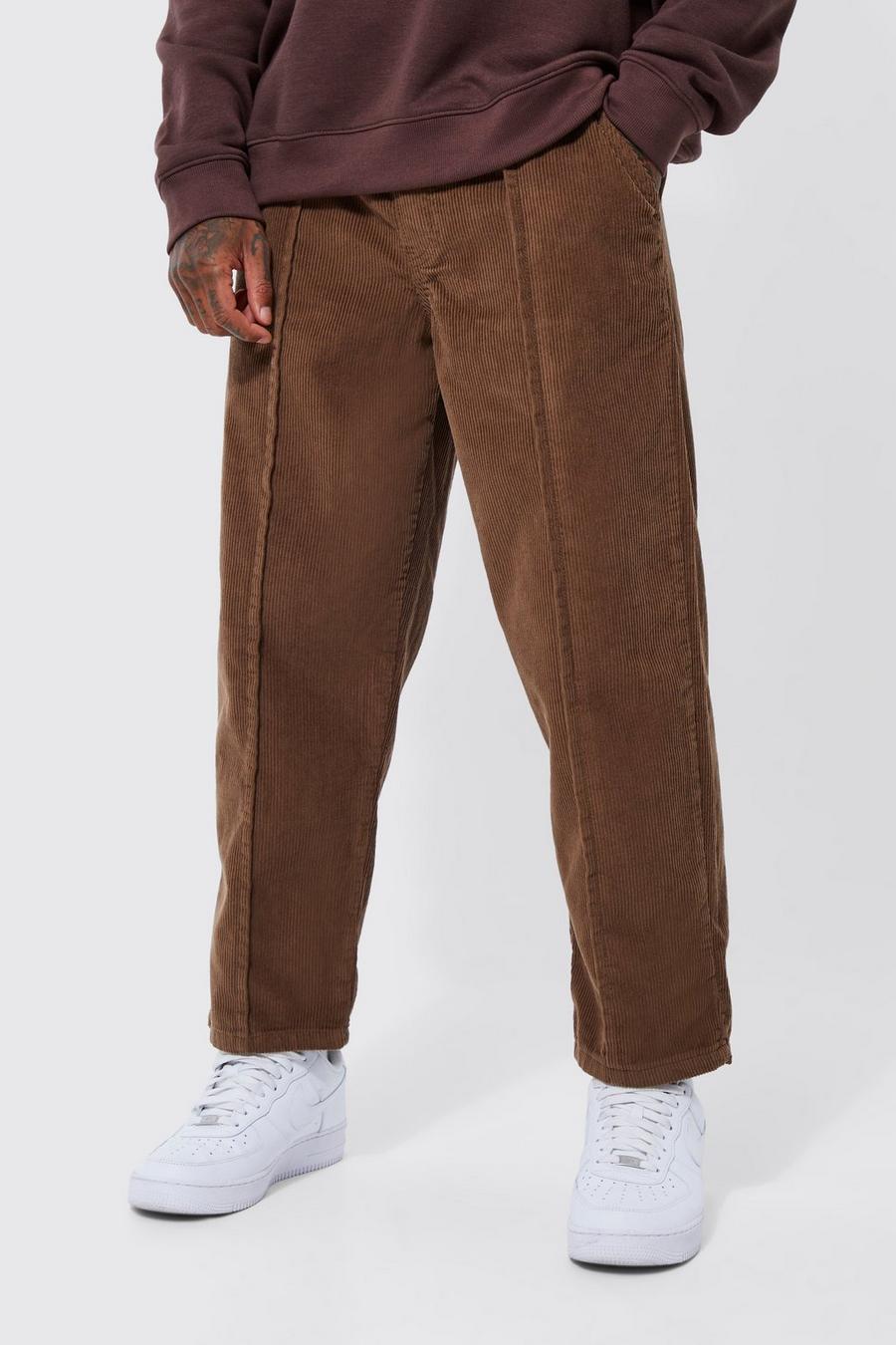 Chocolate marron Cord Skate Trouser With Pintucks