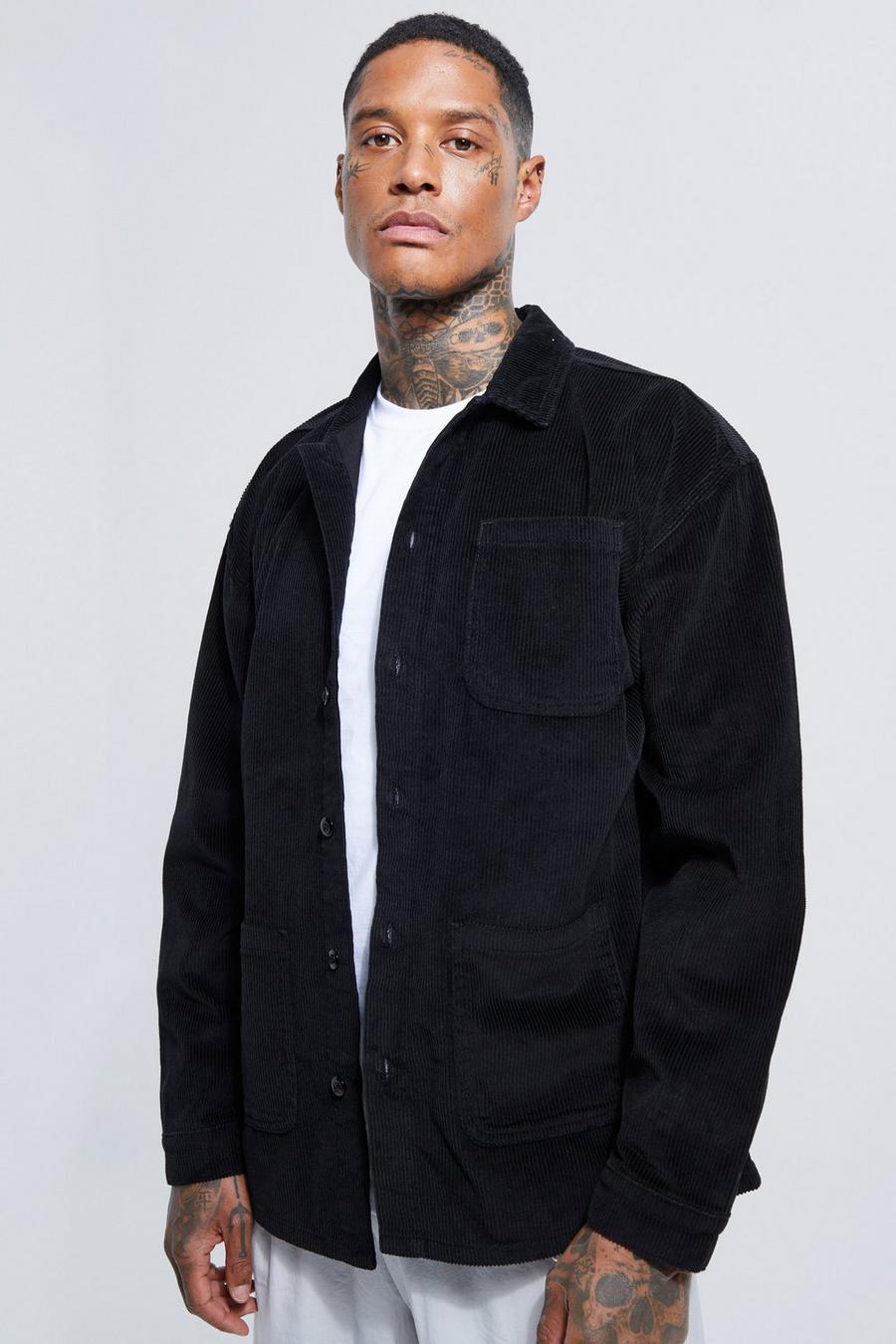 Black Oversized Corduroy Overhemd