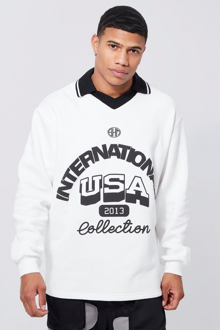 White Oversized International Football Sweatshirt