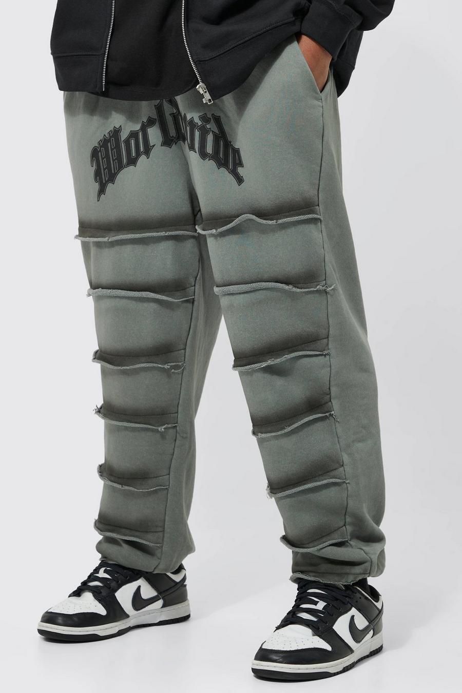 Charcoal grå Oversized Spray Seam Printed Jogger image number 1