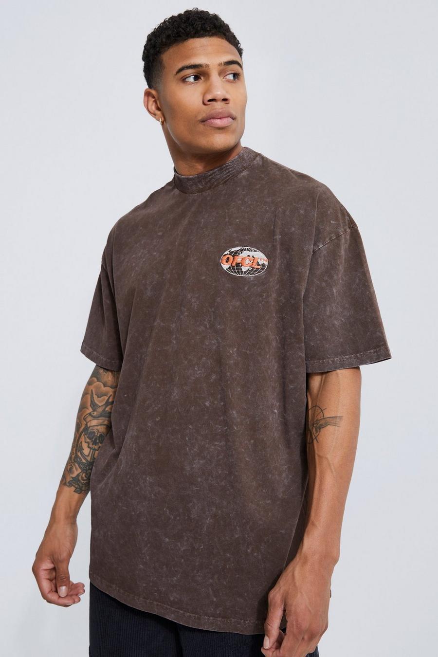 Chocolate Oversized Skate Graphic Washed T-shirt image number 1