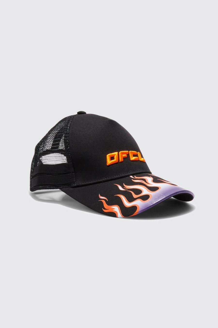 Black Ofcl Flame Graphic Trucker Cap image number 1