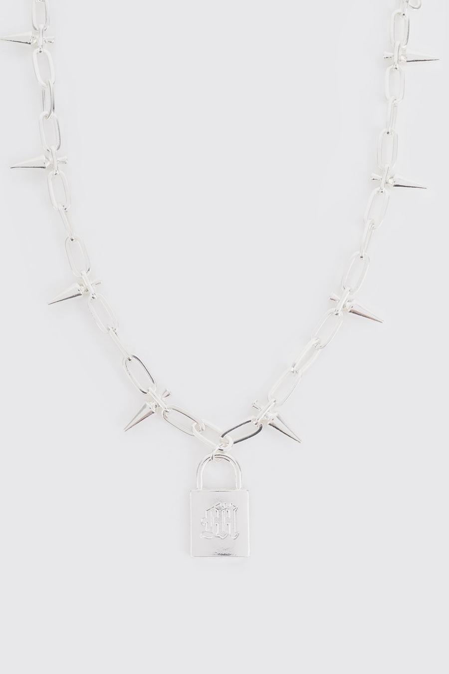 Silver argent Spike Detail Chain Necklace