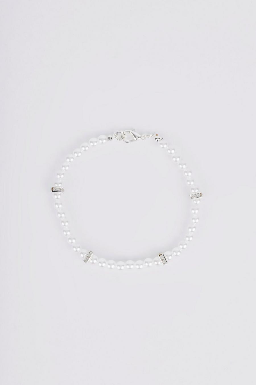 Bracelet perlé strassé, Silver image number 1