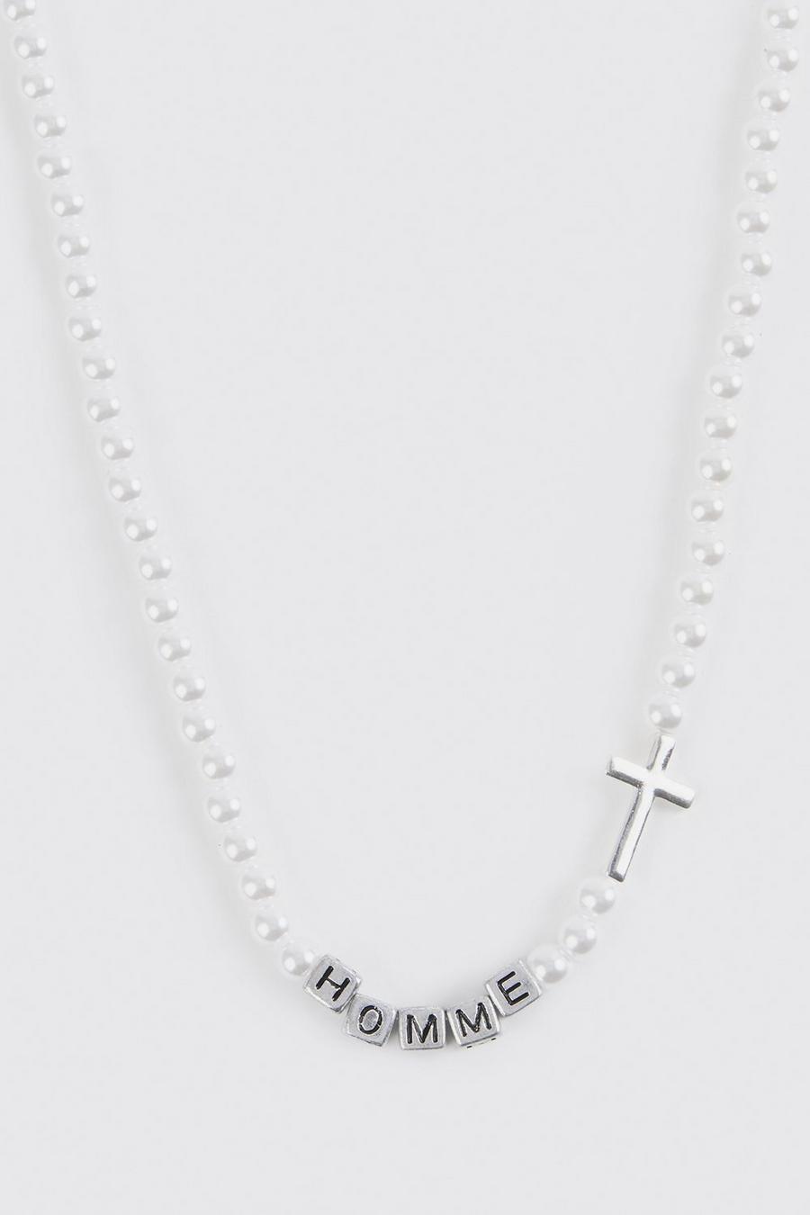 Silver Homme Pearl Necklace image number 1