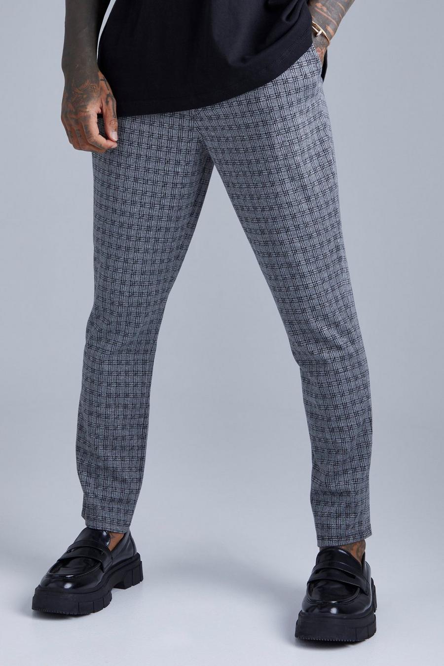 Grey Jacquard Tapered Fit Fixed Waistband Jogger image number 1