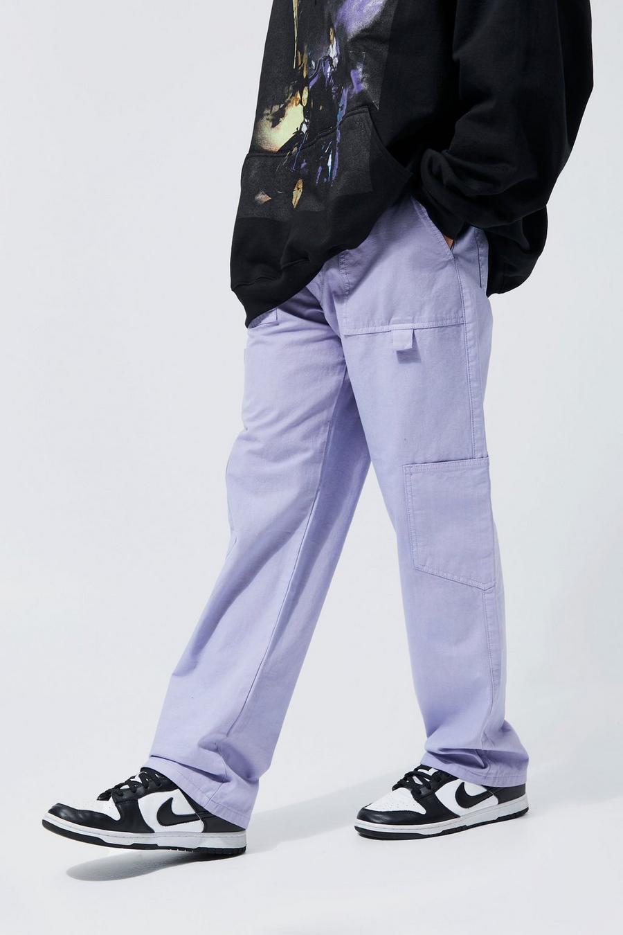 Lilac Elastic Waist Relaxed Carpenter Panel Trouser image number 1