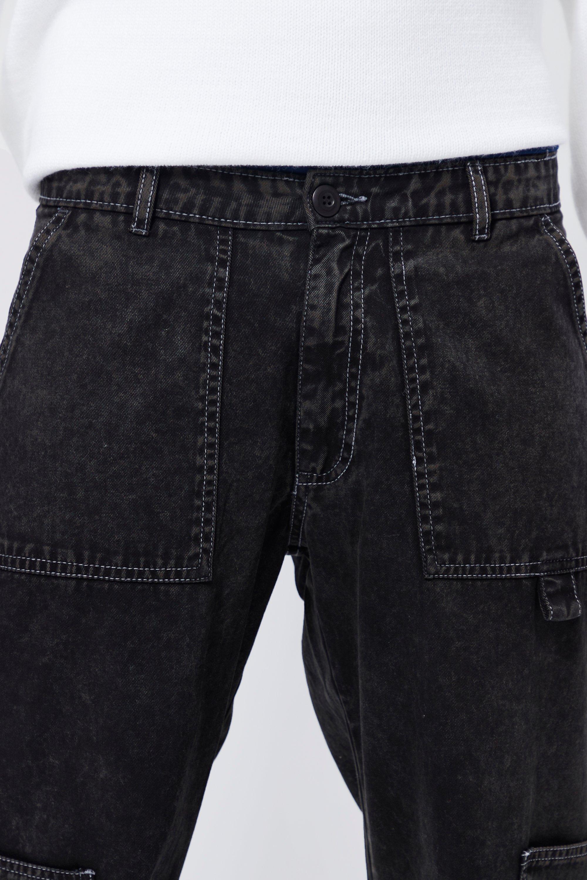 Topshop buckle carpenter jeans in washed black