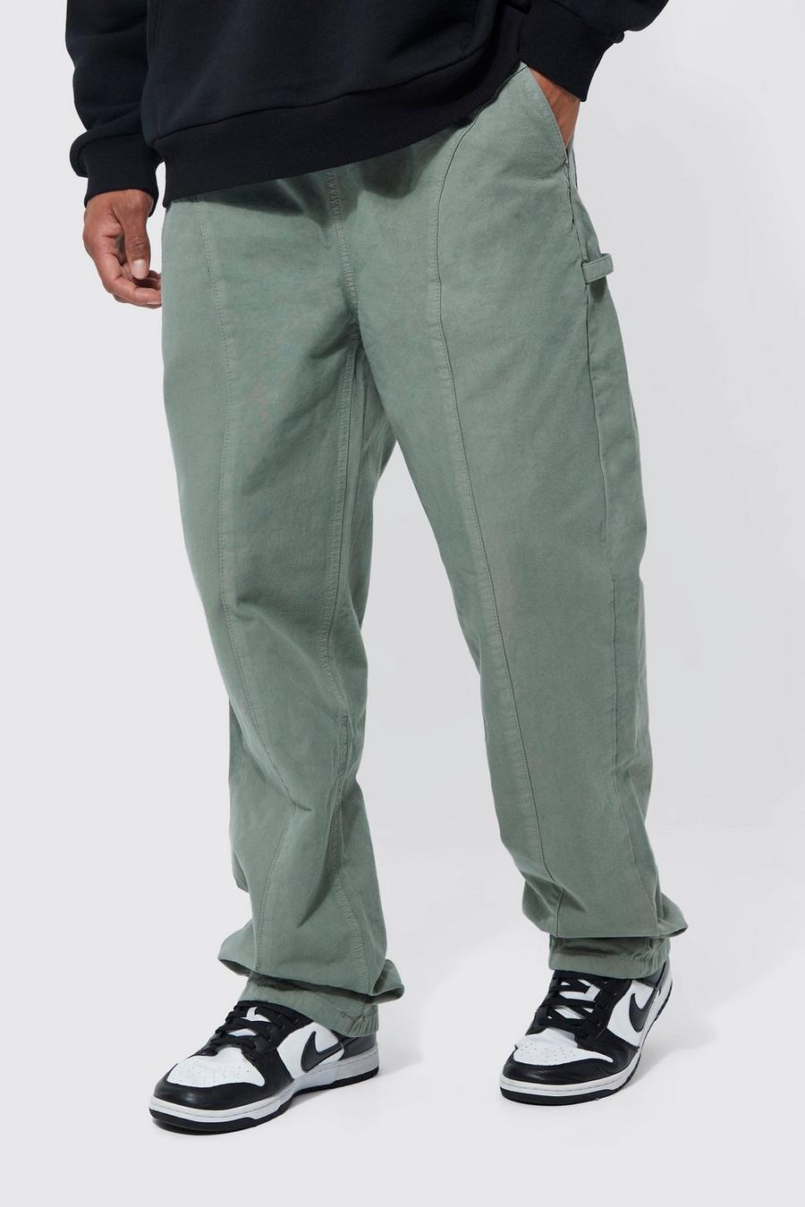 Pantalón holgado con panel de carpintero, Sage verde