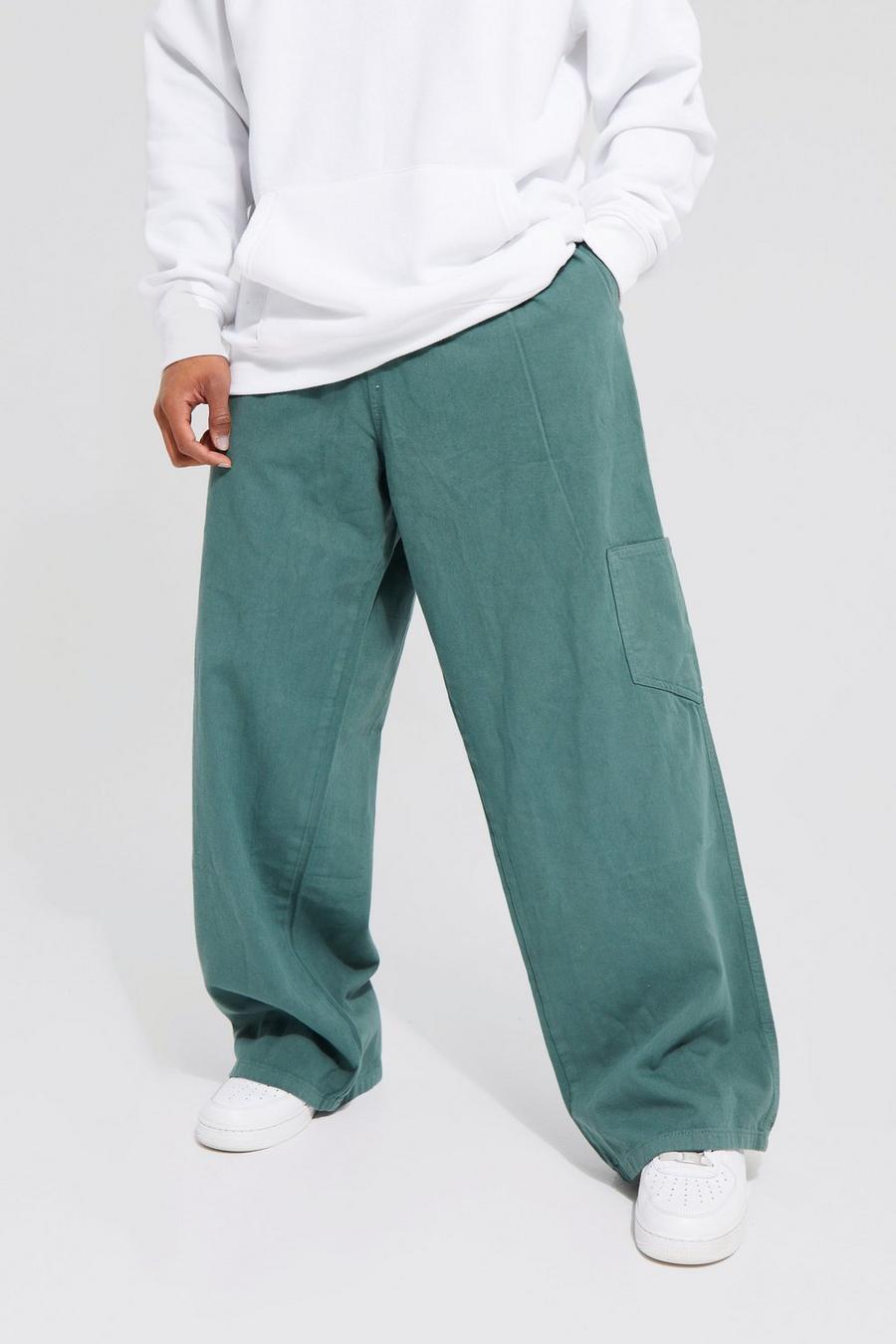ירוק gerde מכנסי דגמ'ח רחבים עם אבזם רצועת מותניים מקובעת