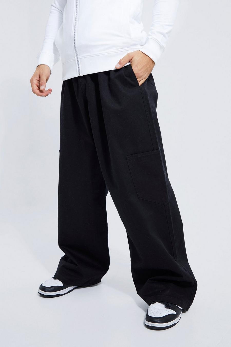 Black Fixed Waist Wide Cargo Trouser image number 1