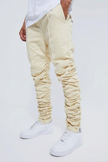 Elastic Waist Straight Fit Ruched Trouser stone