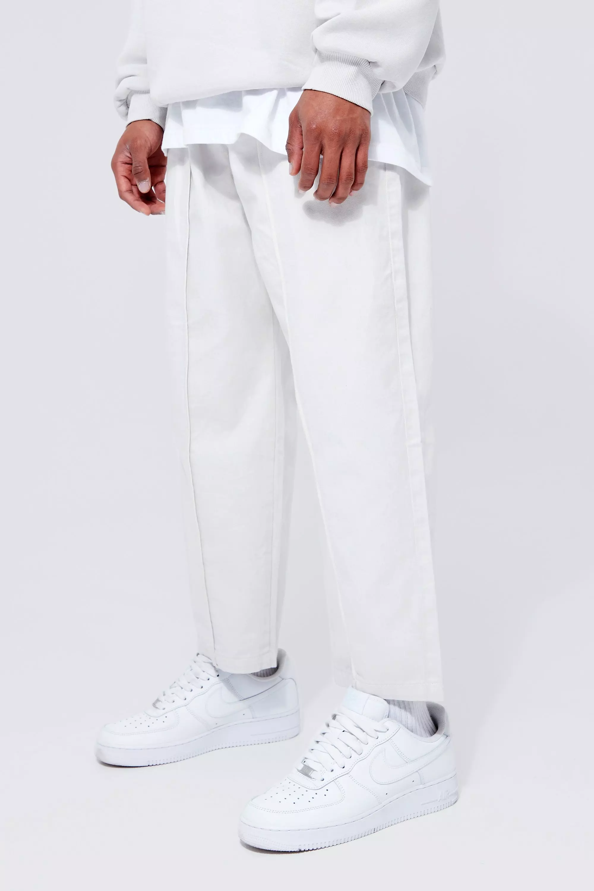Ecru Elastic Waist Skate Fit Peached Trouser alternative image