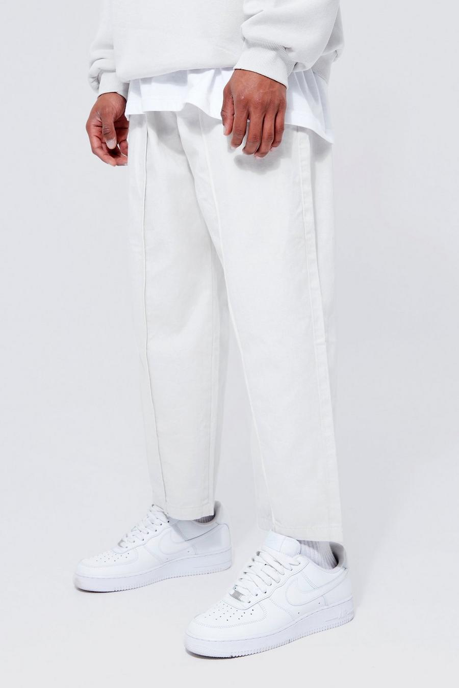 Pantaloni Skate Fit effetto velluto con vita elasticizzata, Ecru bianco