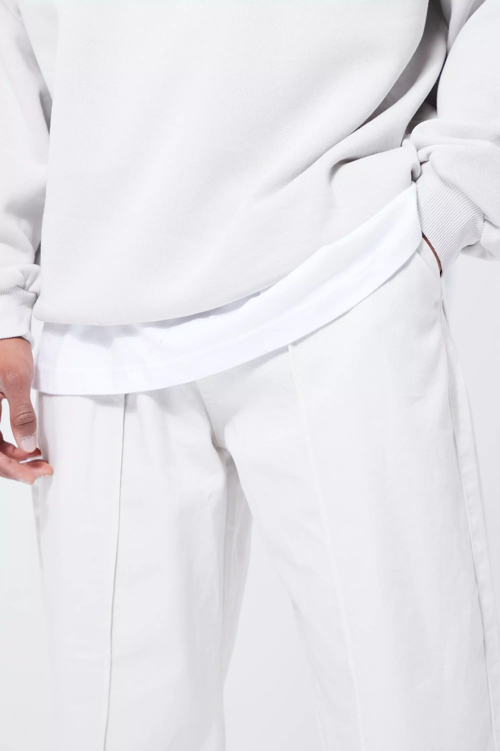 Ecru Elastic Waist Skate Fit Peached Trouser alternative image