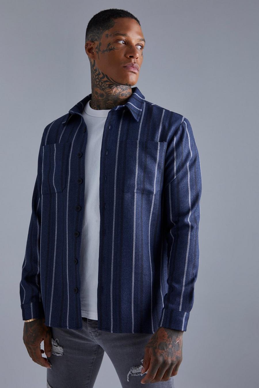 Navy Long Sleeve Striped Shirt image number 1