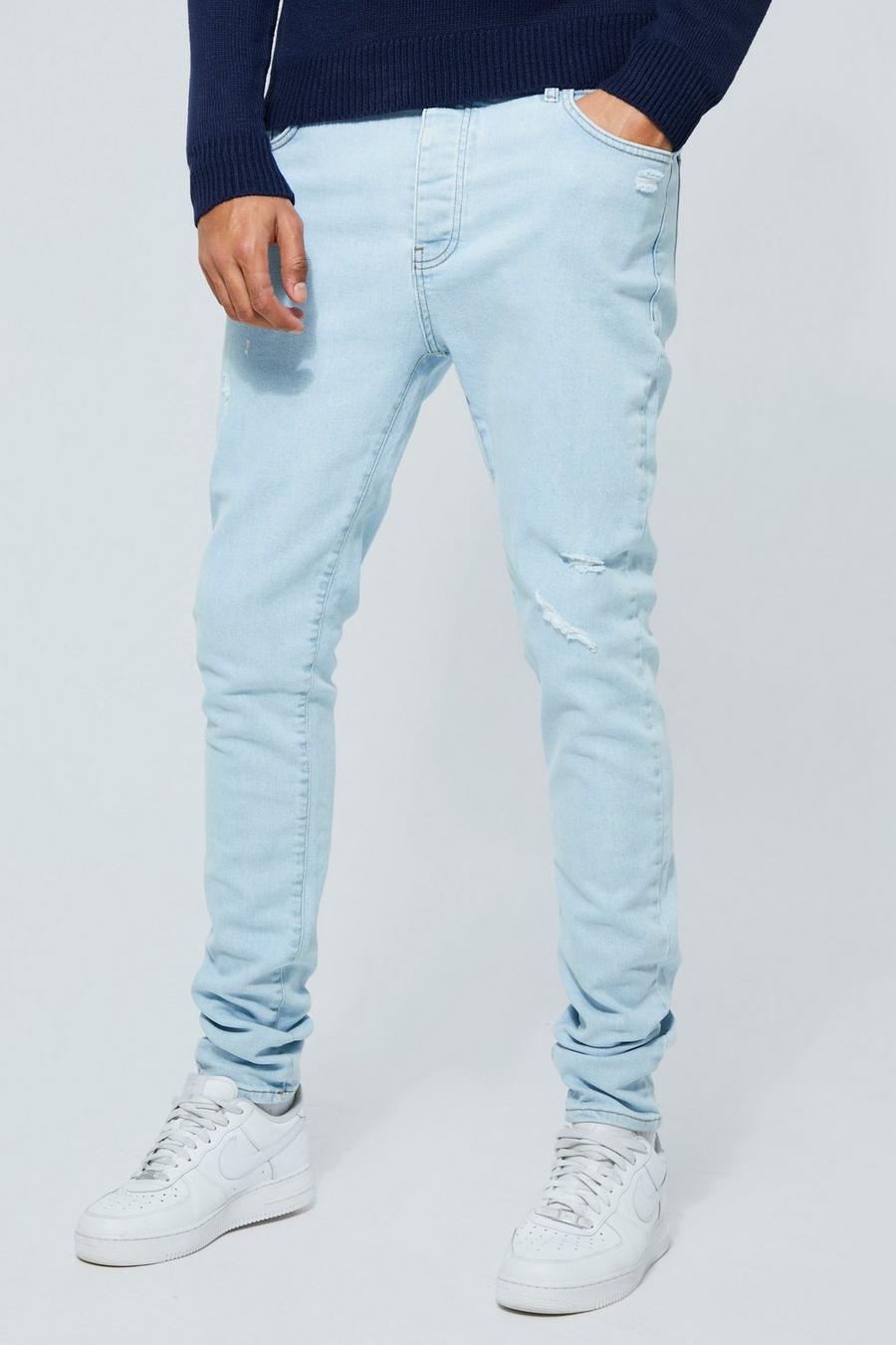 Ice blue Tall Skinny Stretch Distressed Jeans  image number 1