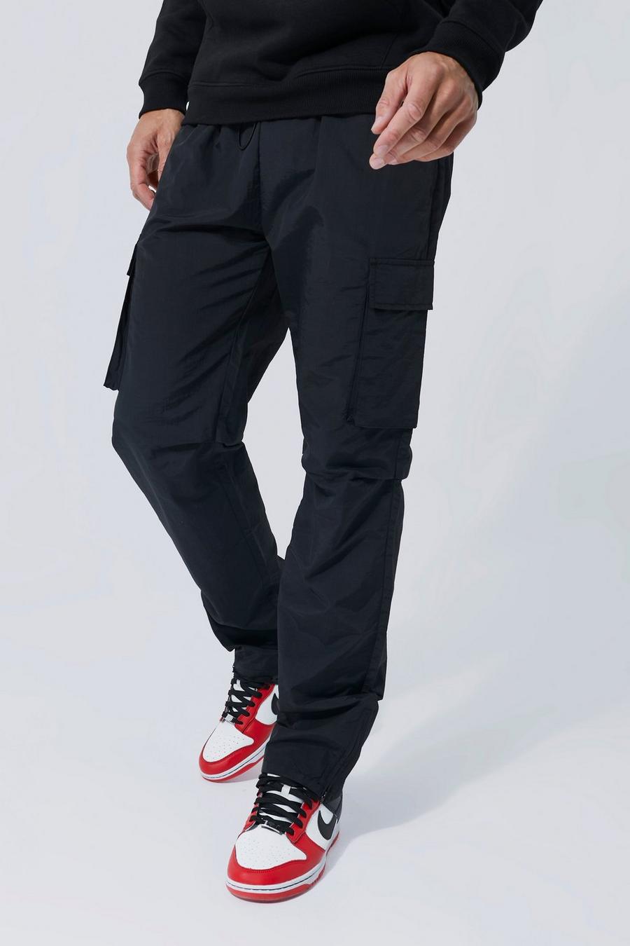 Men's Tall Straight Leg Nylon Cargo Trouser | Boohoo UK