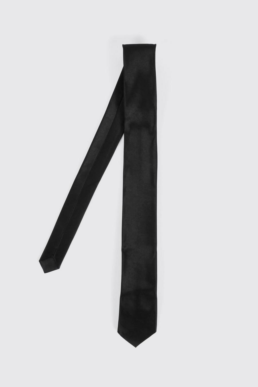 Black Plain Slim Tie image number 1