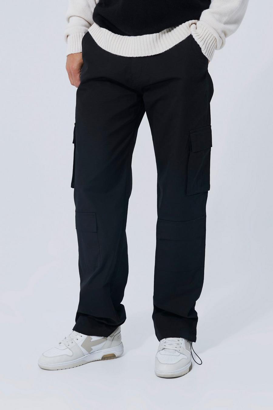Black Tall Oversized Ripstop Cargo Trouser image number 1