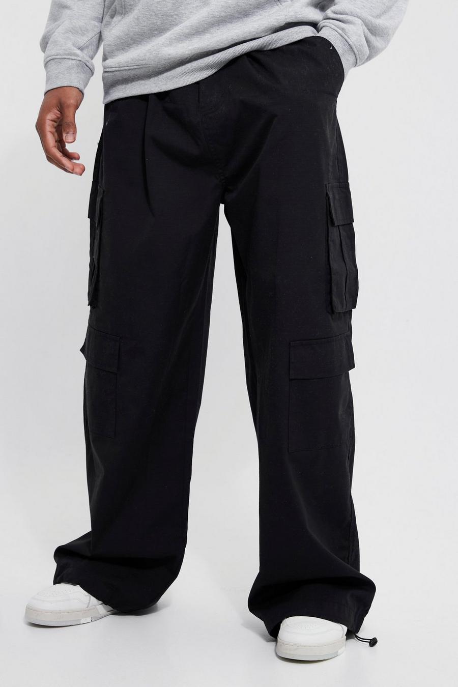 Black Tall Parachute Ripstop Cargo Trouser image number 1