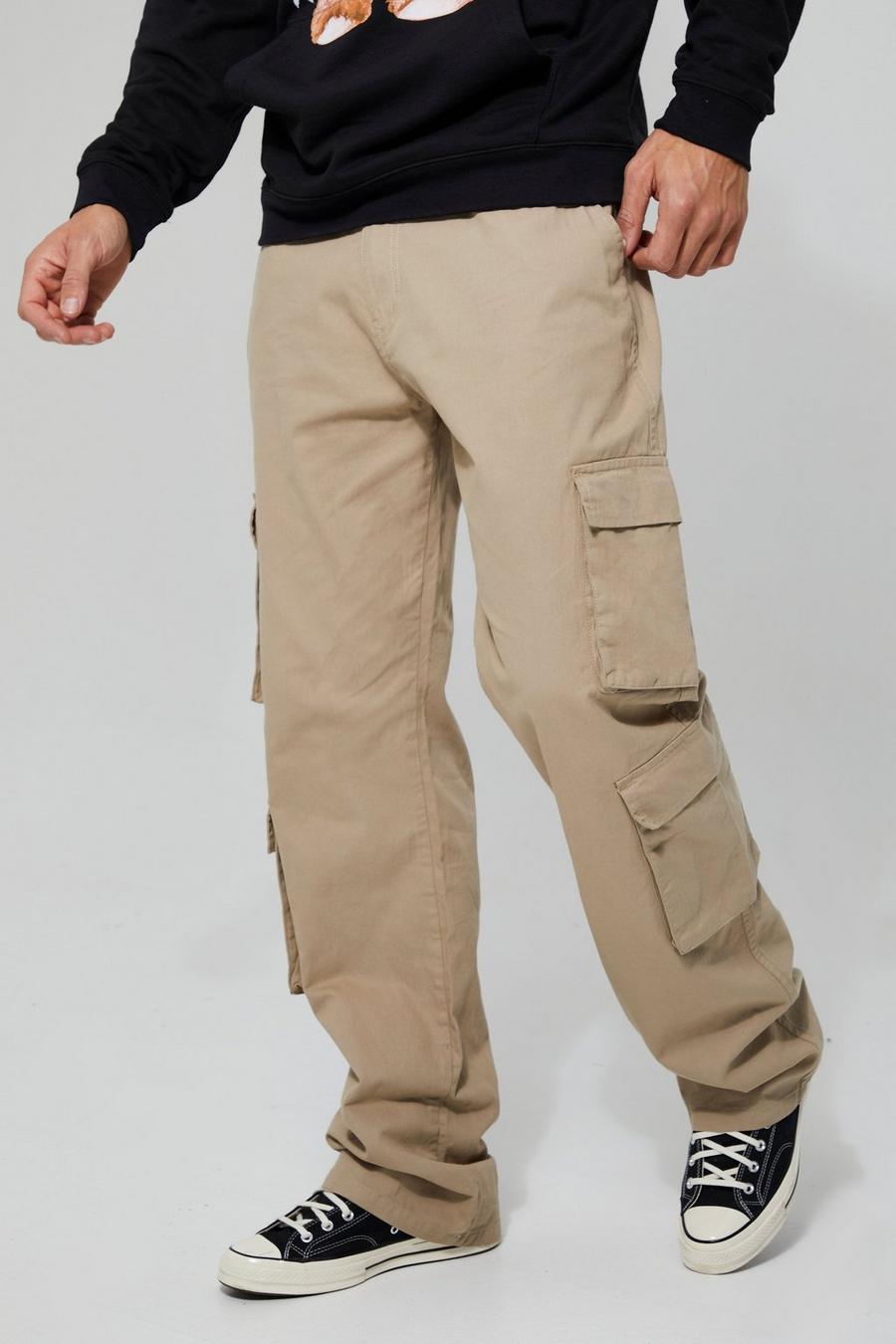 Taupe beige Tall Relaxed Fit Multi Pocket Cargo Trouser 