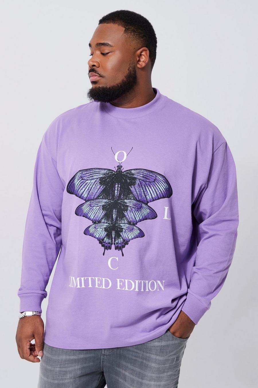 Purple Plus Oversized Butterfly Long Sleeve T-shirt
