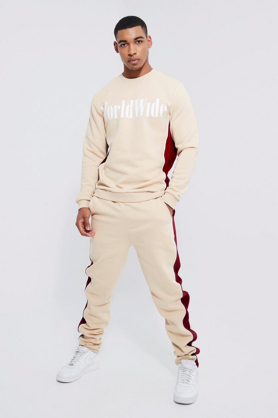 Sand Tall Sweater Tracksuit With Velour Panel  image number 1