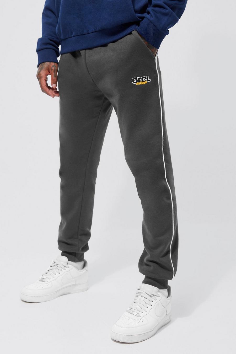 Pantalón deportivo ajustado Ofcl con ribete, Charcoal image number 1
