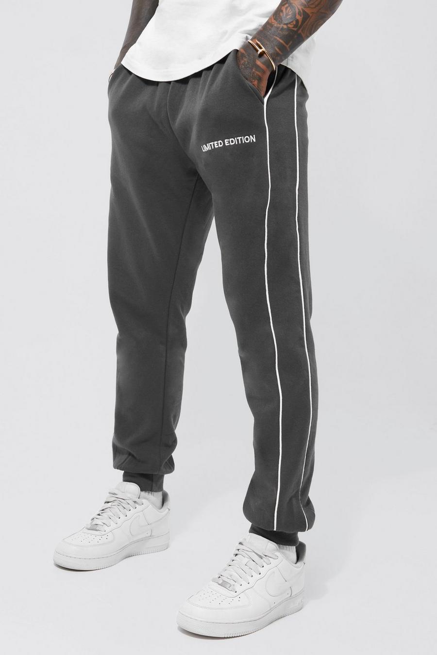 Charcoal grå Slim Fit Limited Piping Jogger