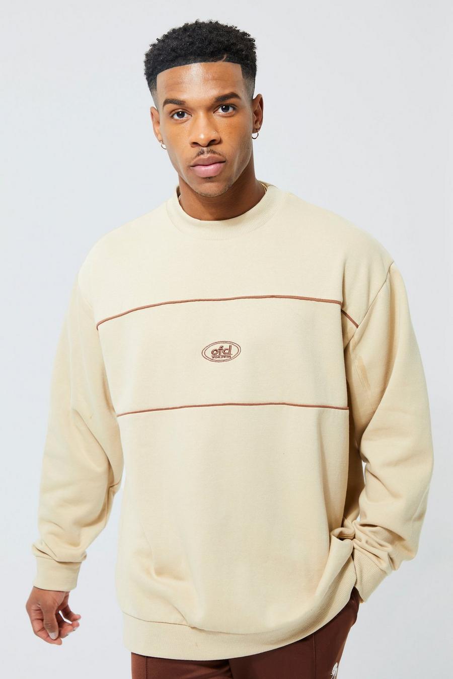 Sand Oversized Ofcl Extended Neck Piping Sweatshirt image number 1