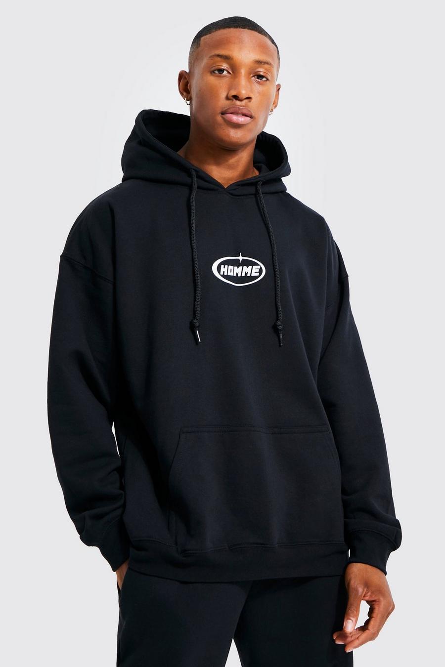 Black svart Homme Oversized hoodie