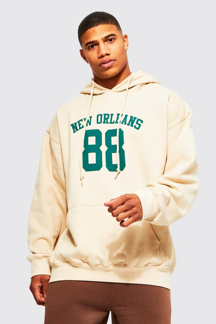 Sand Oversized New Orleans Print Hoodie image number 1