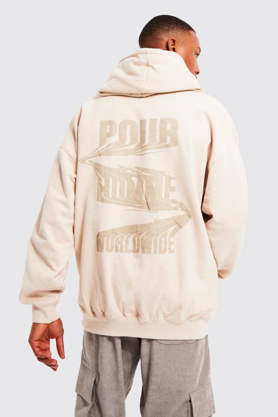Sand Oversized Pour Homme Hoodie Met Print image number 1
