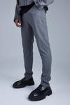 Fixed Waist Slim Fit Topstitch Trouser