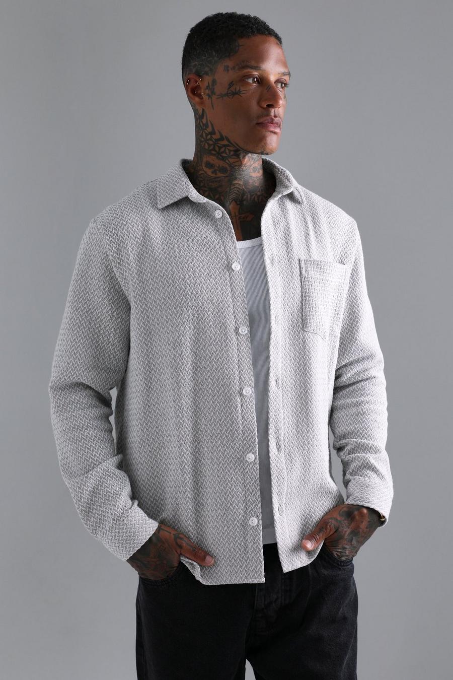 Grey Herringbone Overshirt 
