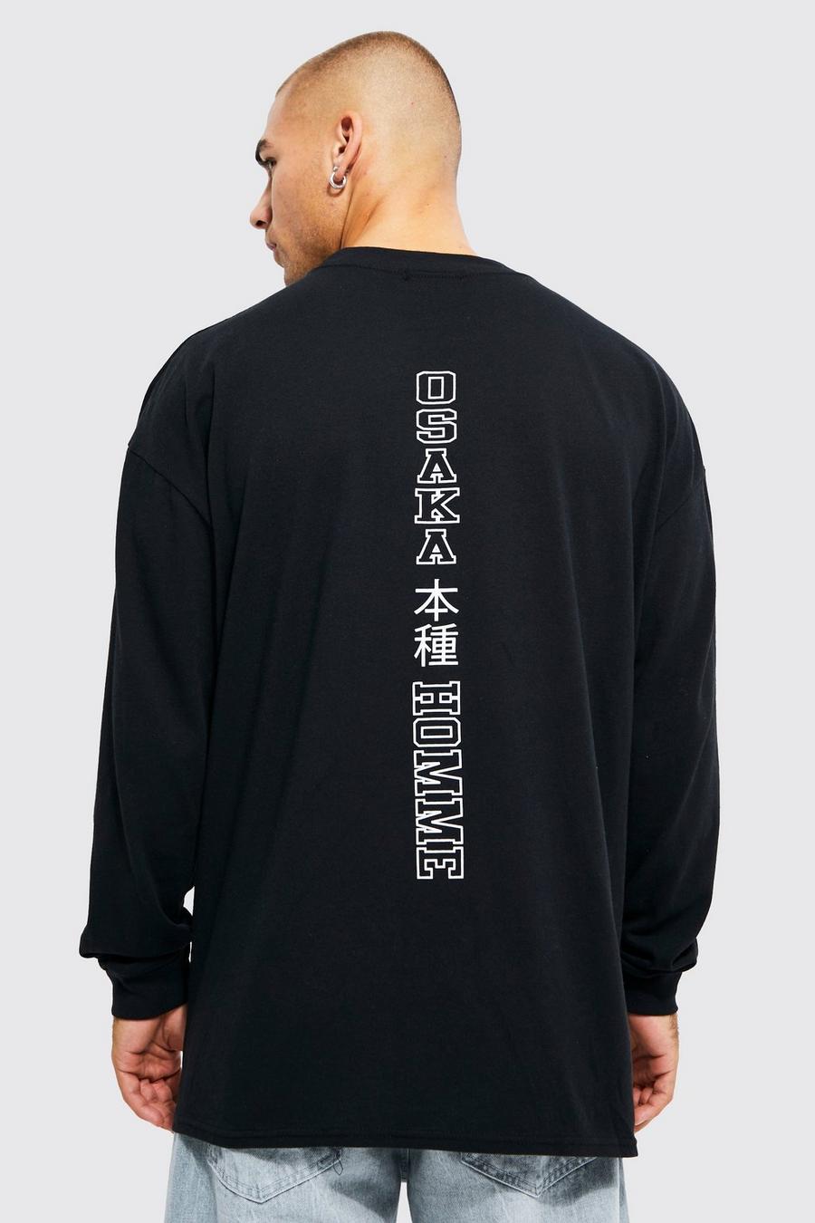 Black Osaka Homme Long Sleeve Print Tee image number 1