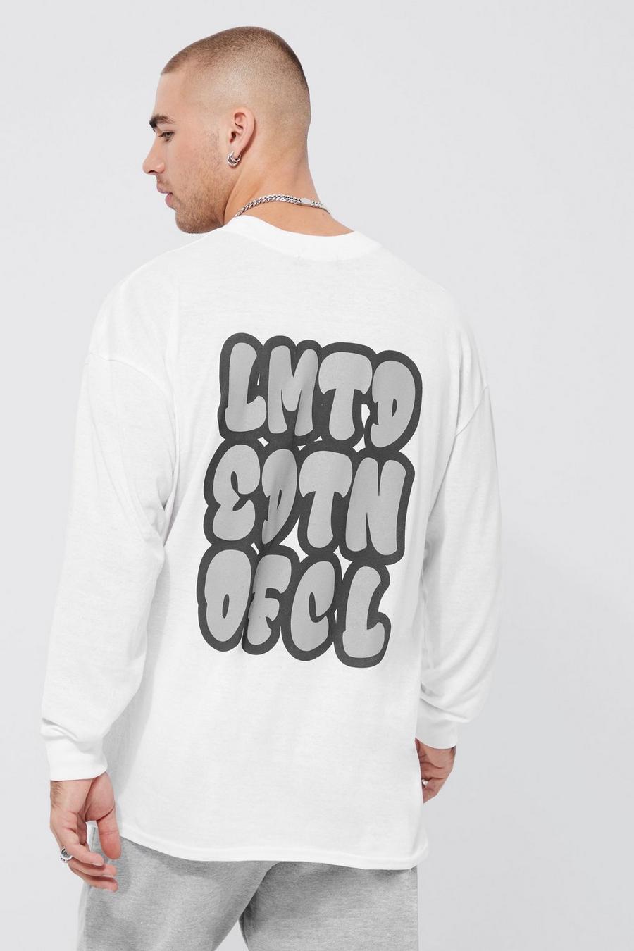 White Oversized Long Sleeve Lmtd Ofcl Print Tee image number 1