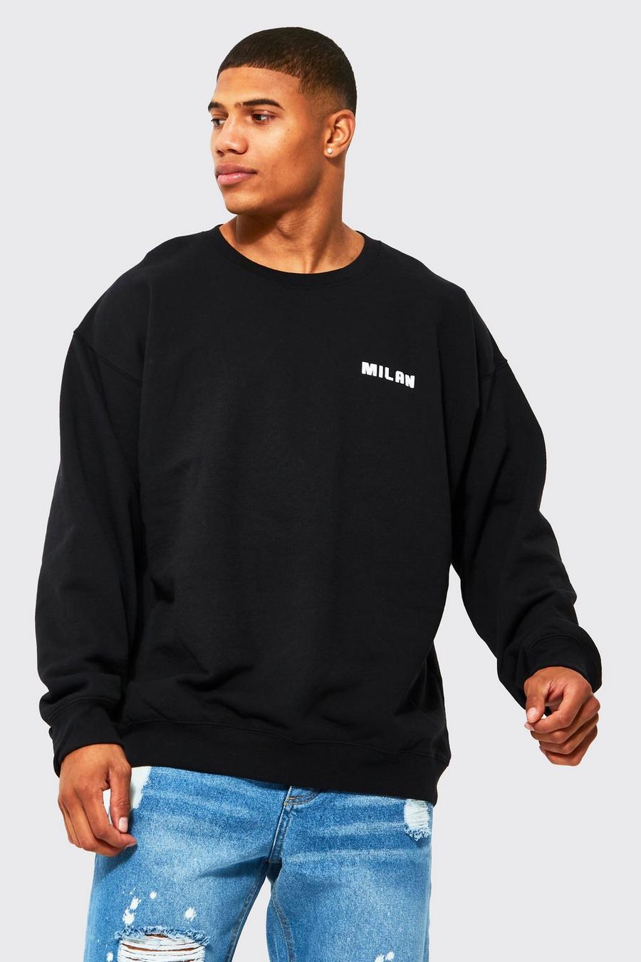 Black Oversized Milan Print Sweatshirt image number 1