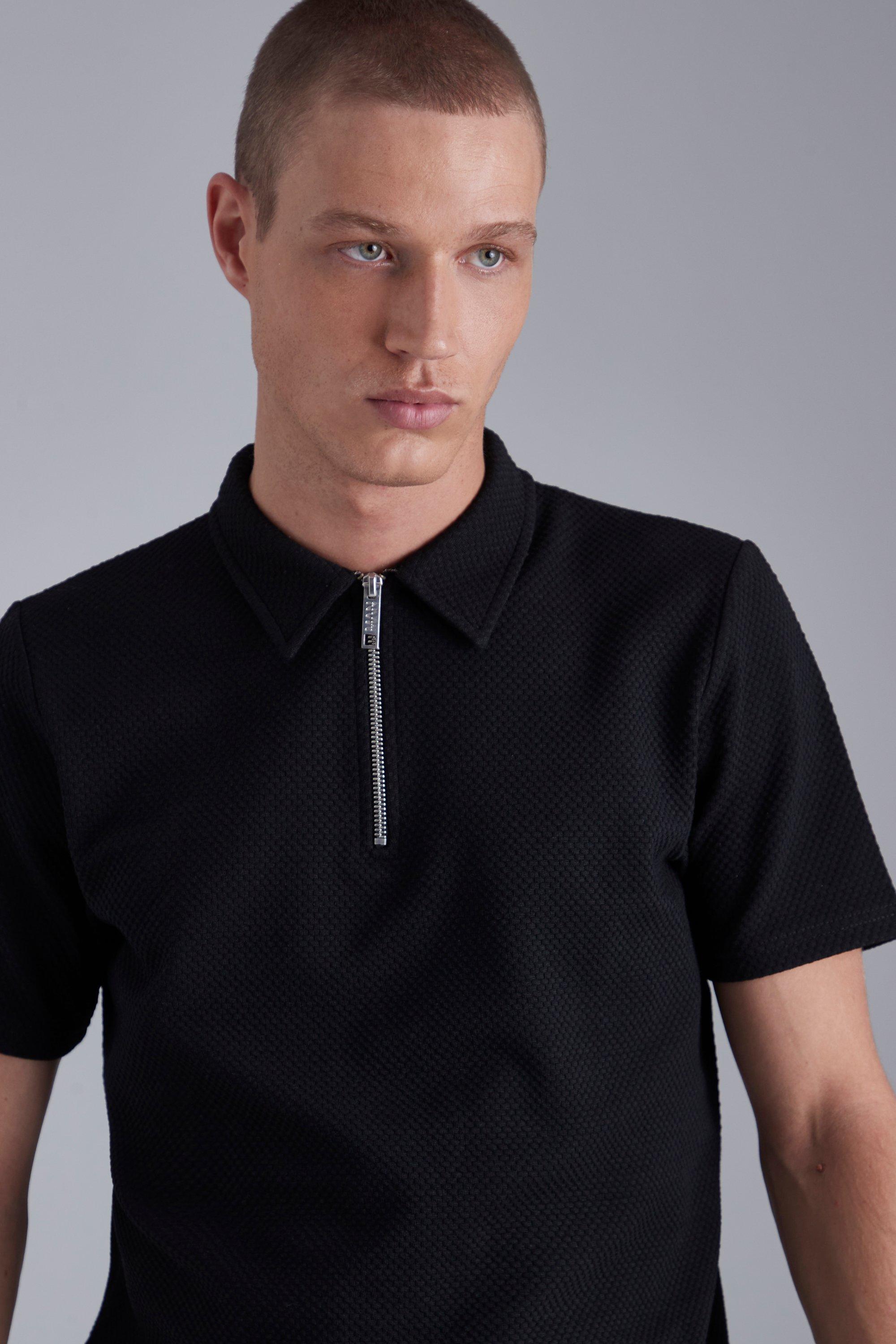 Mens zip neck top t shirt