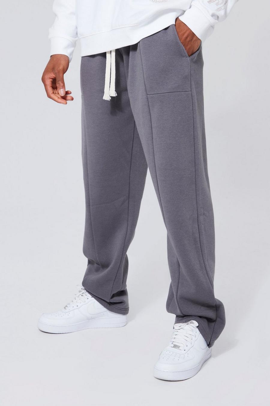 Charcoal Relaxed Cut & Sew Panelled Zip Hem Jogger image number 1