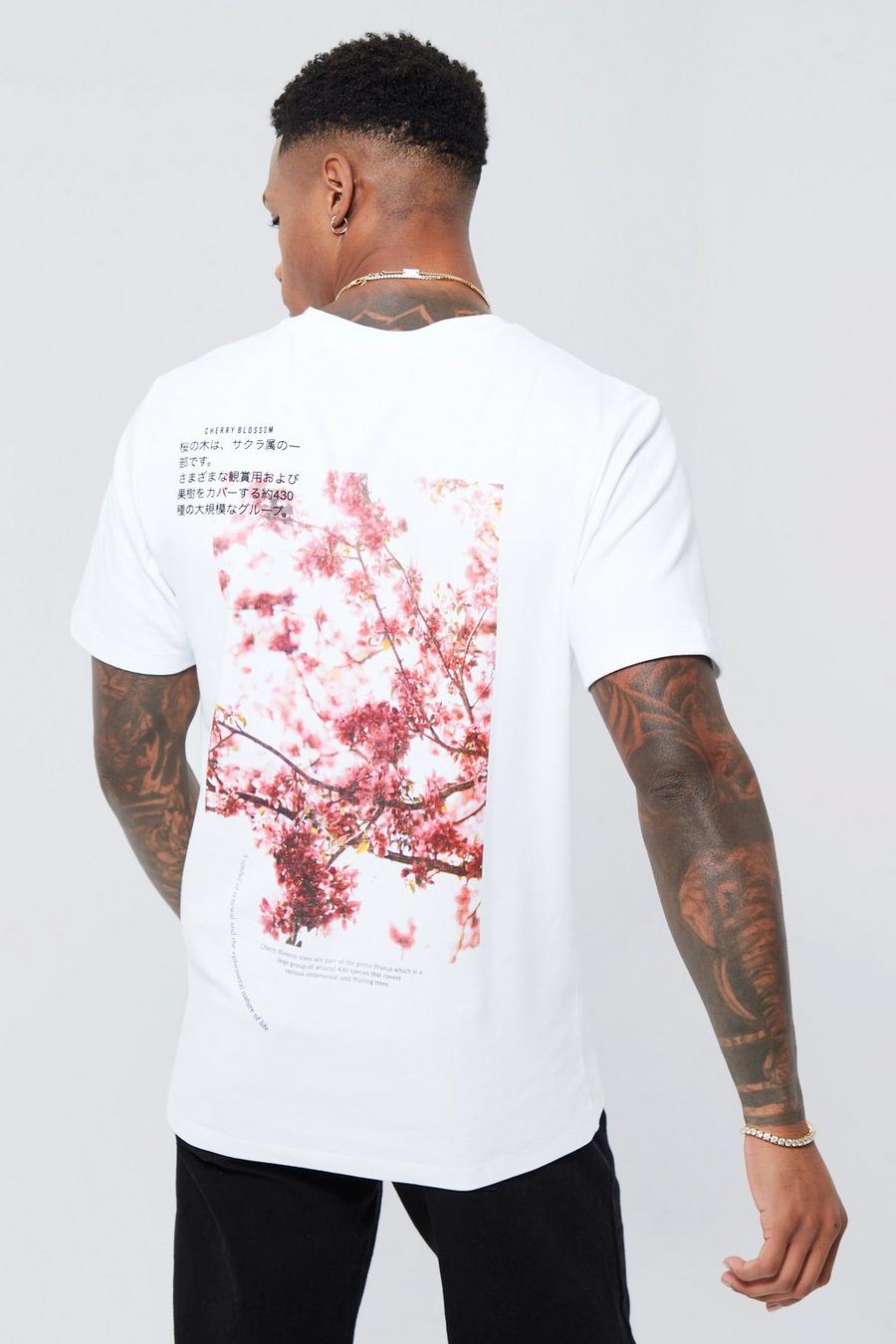 White Slim Fit Box Graphic  T-shirt